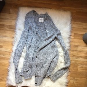 Long grey knit cardigan